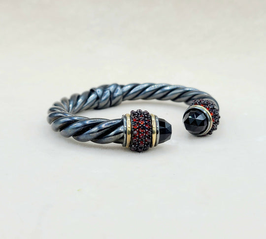  David Yurman Osetra Berries Bracelet  Black Onyx & Garnet