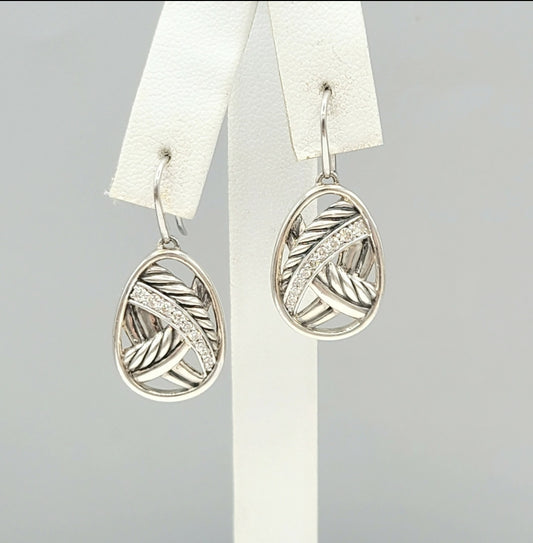 David Yurman Papyrus Crossover Drop Earrings With Diamonds 