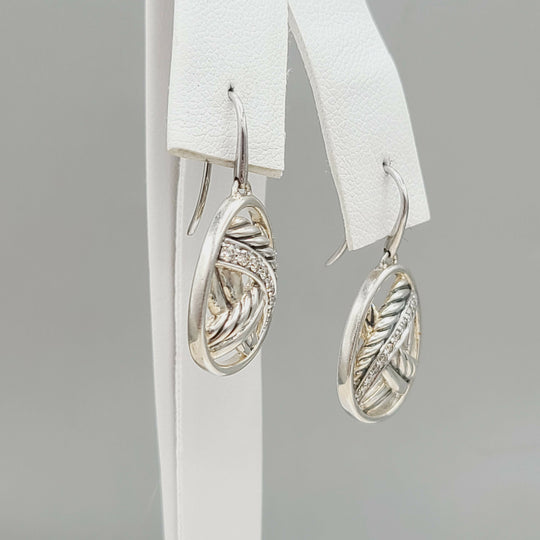  David Yurman Papyrus Crossover Drop Earrings Diamonds