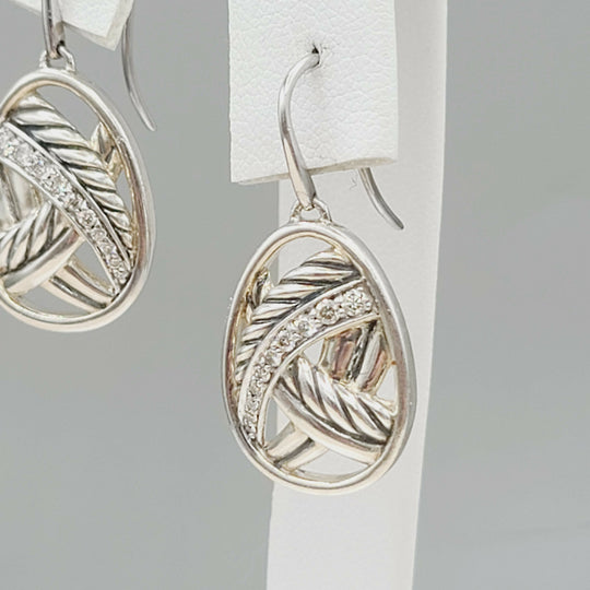  David Yurman Papyrus Crossover Drop Earrings Diamonds