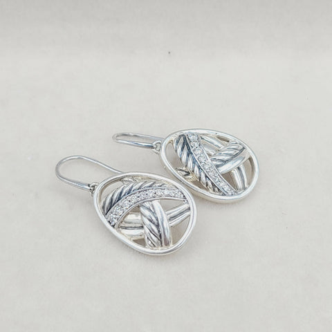  David Yurman Papyrus Crossover Drop Earrings Diamonds