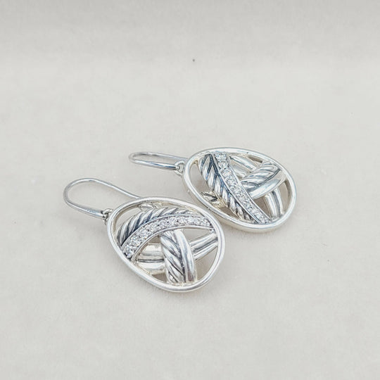  David Yurman Papyrus Crossover Drop Earrings Diamonds