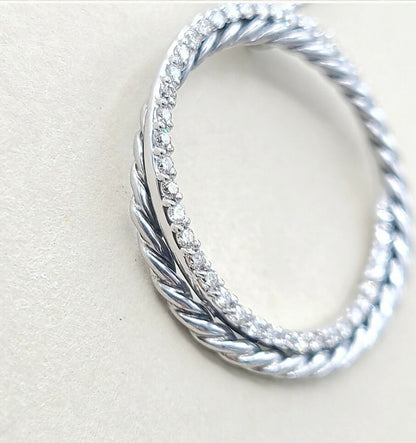  David Yurman Pave Diamond Crossover Circle Necklace