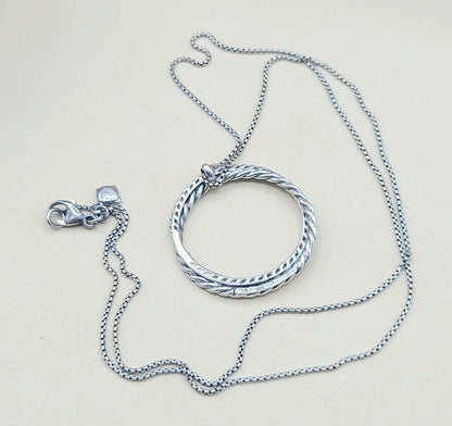  David Yurman Pave Diamond Crossover Circle Necklace
