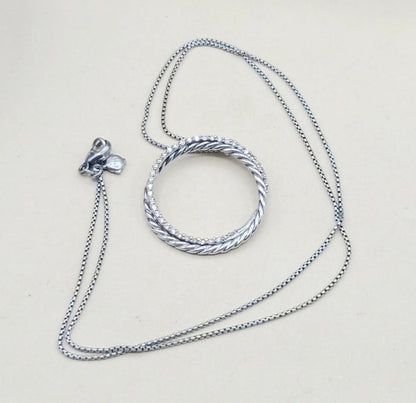  David Yurman Pave Diamond Crossover Circle Necklace