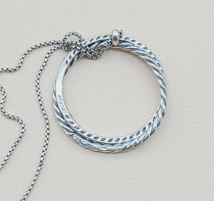  David Yurman Pave Diamond Crossover Circle Necklace