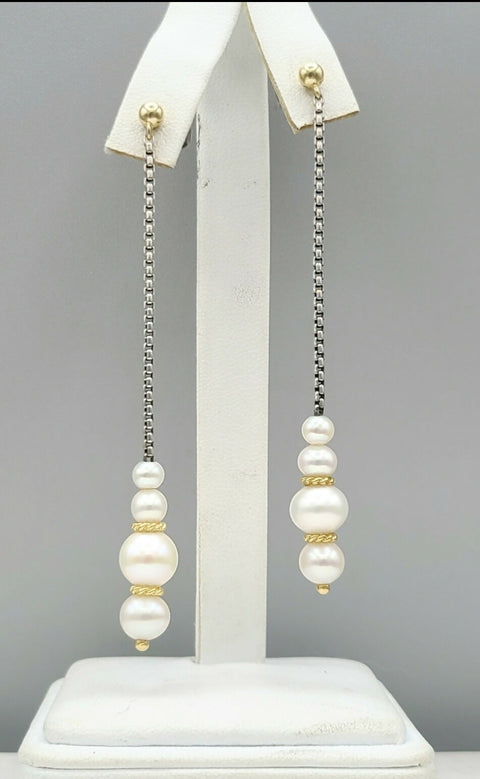  David Yurman-Pearl-Drop-Gold-Station-Earrings
