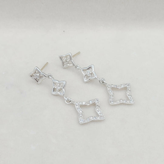  David Yurman Quatrefoil Drop Earrings with Diamonds