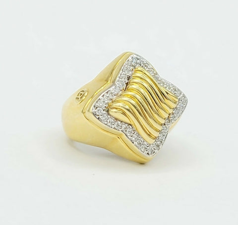 David Yurman Quatrefoil Sculpted Ring – Diamonds & 18k Gold