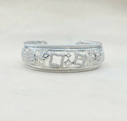    David Yurman Quatrefoil Tapestry Bracelet with Pavé Diamonds