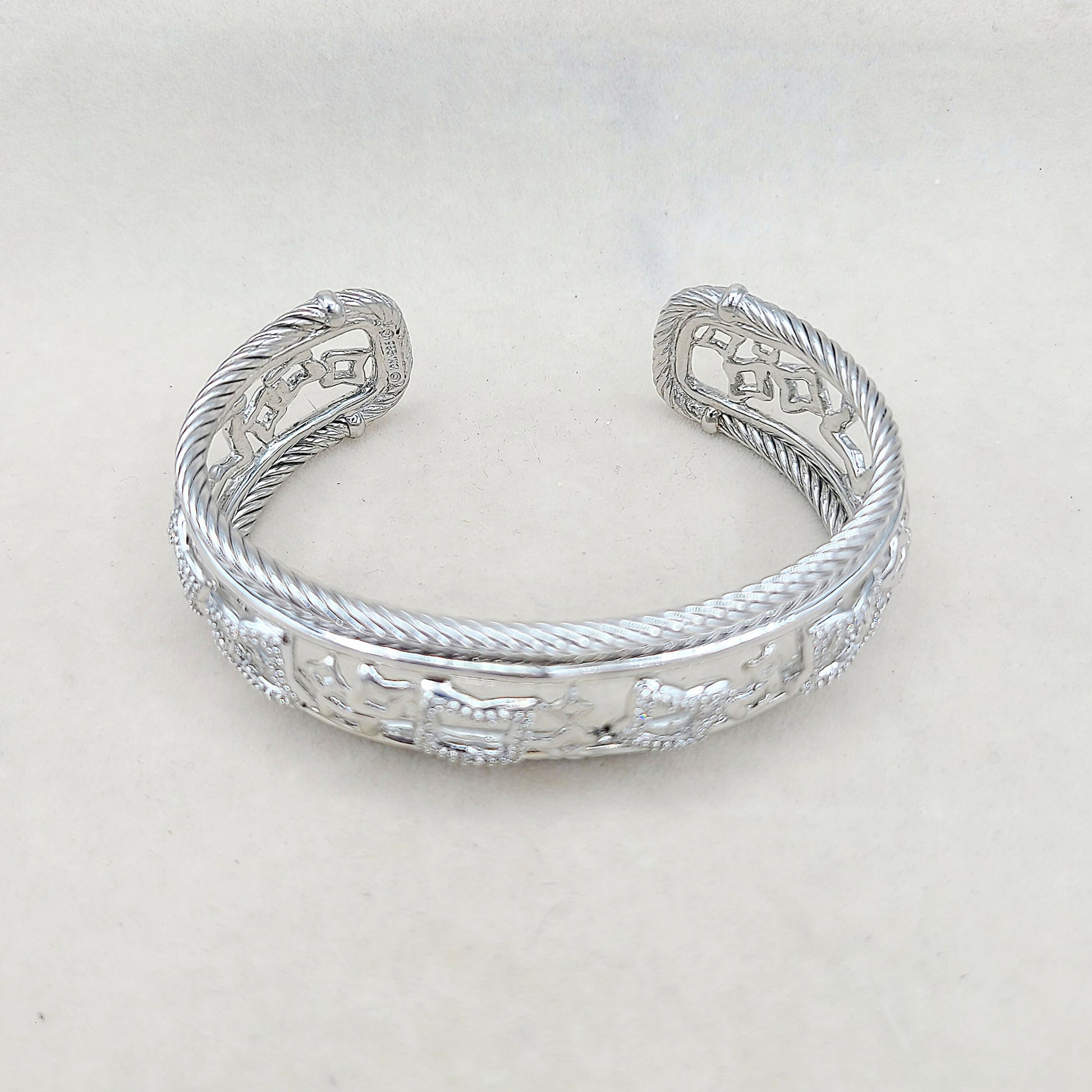    David Yurman Quatrefoil Tapestry Bracelet with Pavé Diamonds