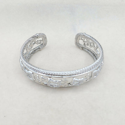    David Yurman Quatrefoil Tapestry Bracelet with Pavé Diamonds