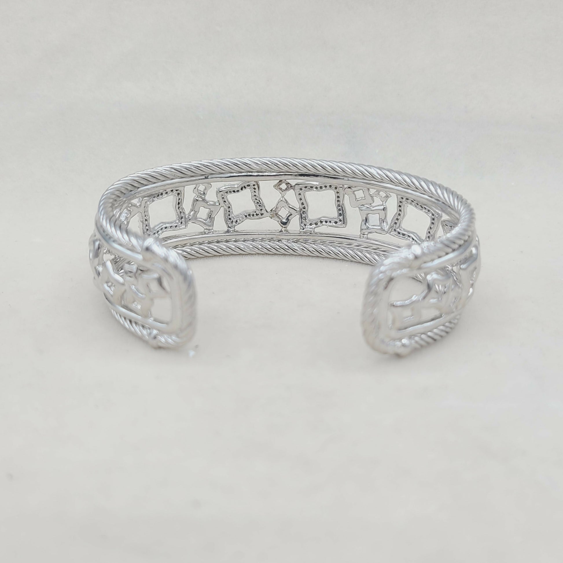    David Yurman Quatrefoil Tapestry Bracelet with Pavé Diamonds