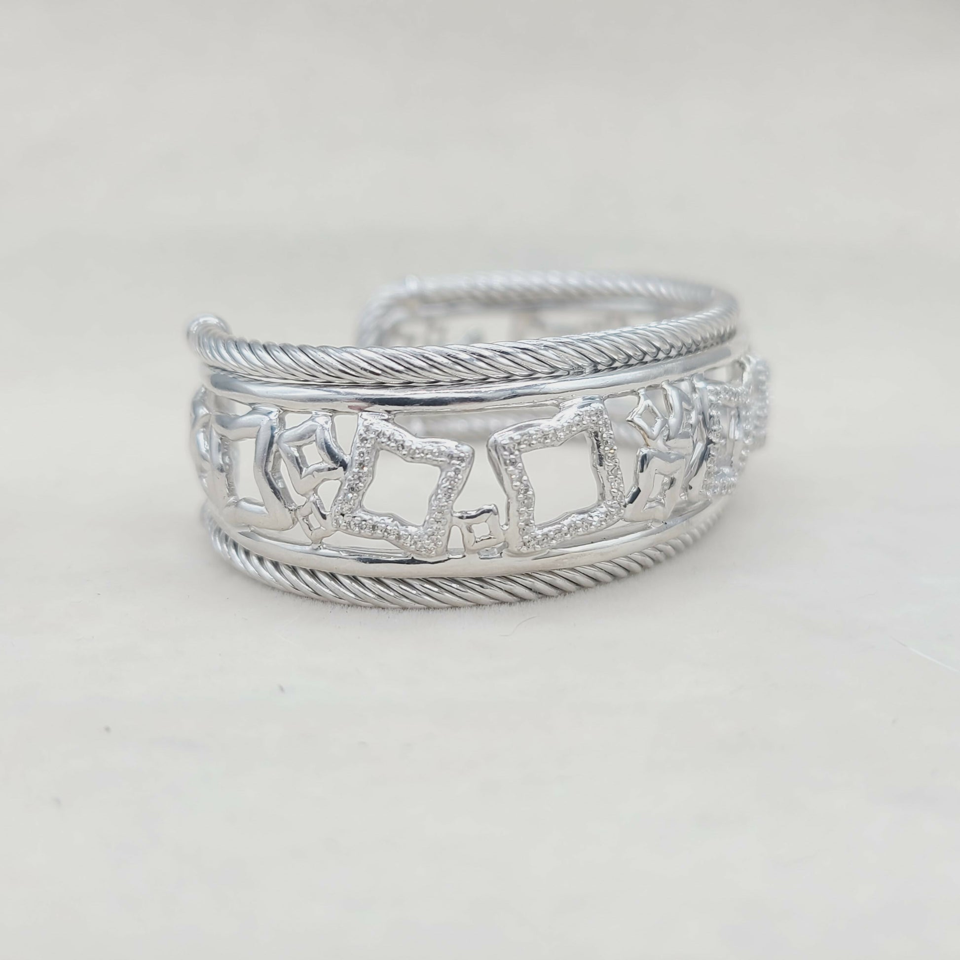    David Yurman Quatrefoil Tapestry Bracelet with Pavé Diamonds