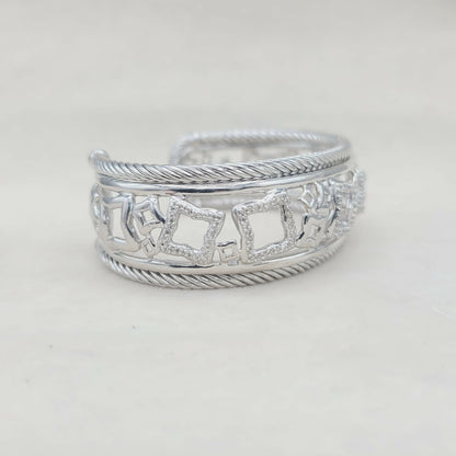    David Yurman Quatrefoil Tapestry Bracelet with Pavé Diamonds