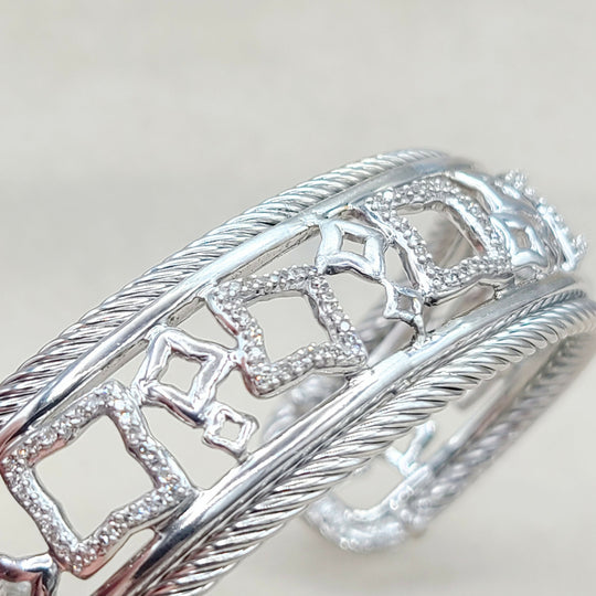  David Yurman Quatrefoil Tapestry Bracelet with Pavé Diamonds