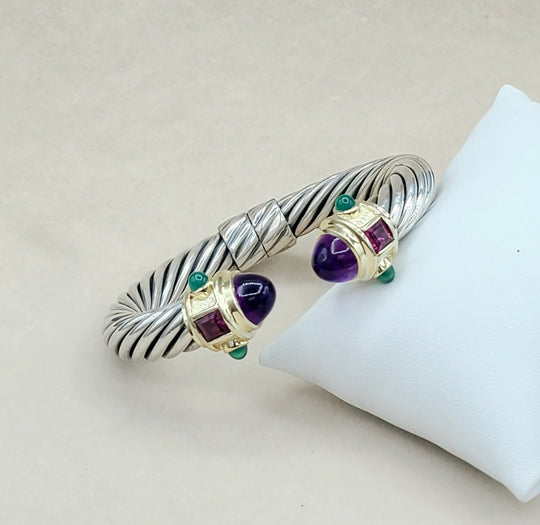  David Yurman Renaissance Bracelet 10mm Amethyst & Garnet