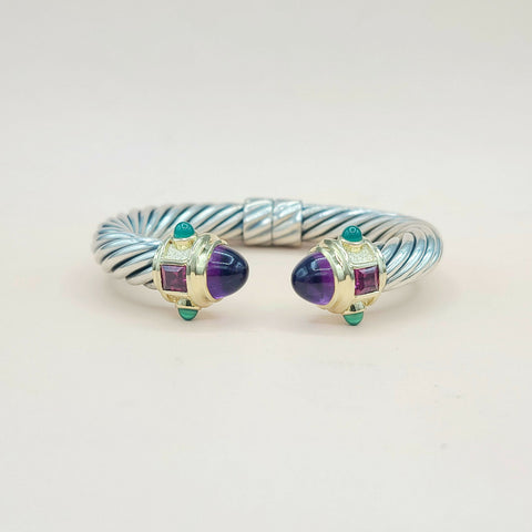  David Yurman Renaissance Bracelet 10mm Amethyst & Garnet