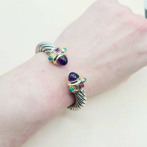  David Yurman Renaissance Bracelet 10mm Amethyst & Garnet