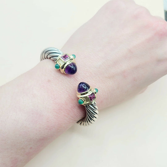  David Yurman Renaissance Bracelet 10mm Amethyst & Garnet