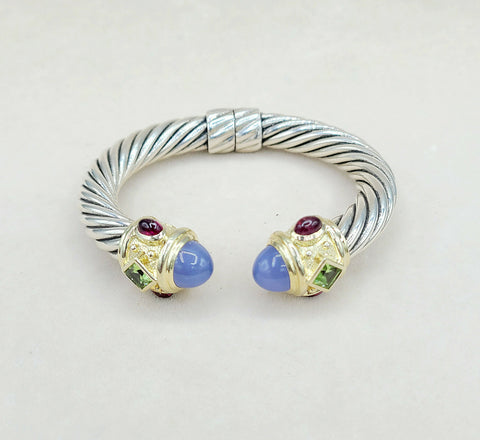  David Yurman Renaissance Bracelet 10mm Chalcedony & Gold