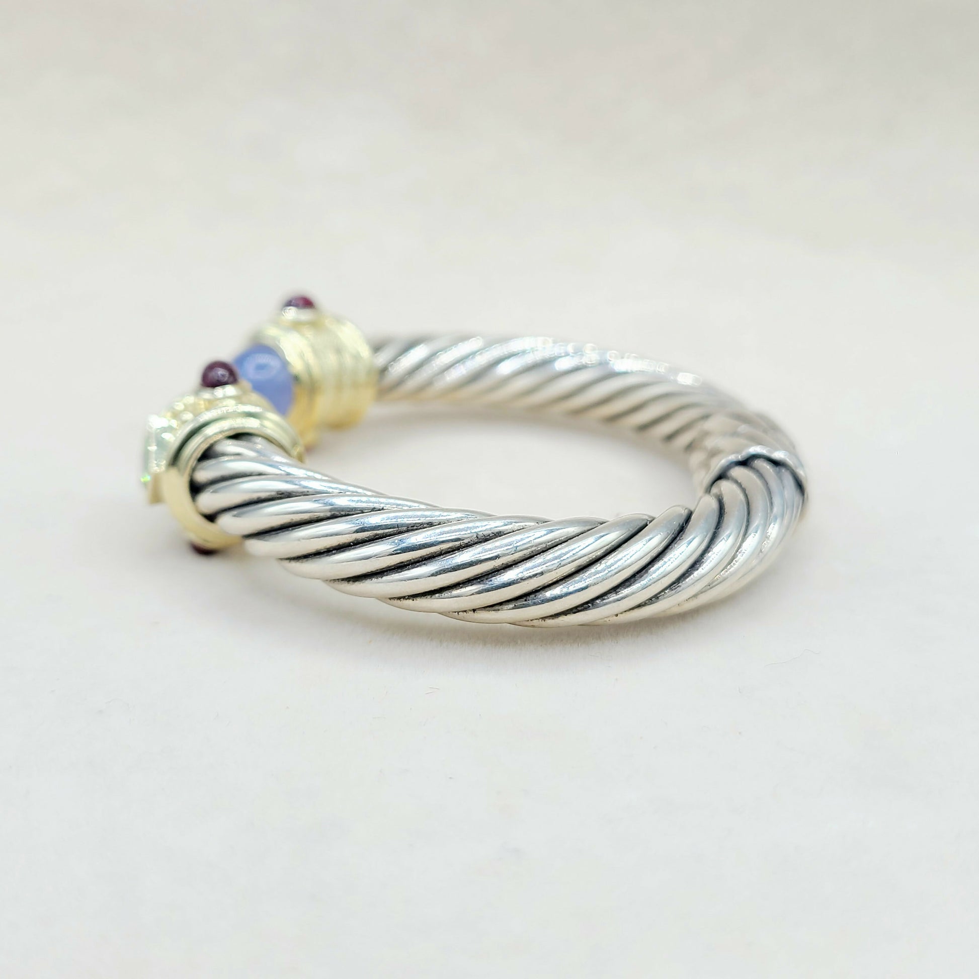 David Yurman 10mm Renaissance Bracelet, Chalcedony, Peridot & Garnet  AYW Luxury #