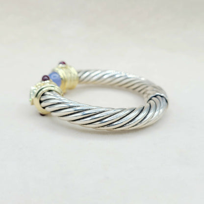 David Yurman 10mm Renaissance Bracelet, Chalcedony, Peridot & Garnet  AYW Luxury #