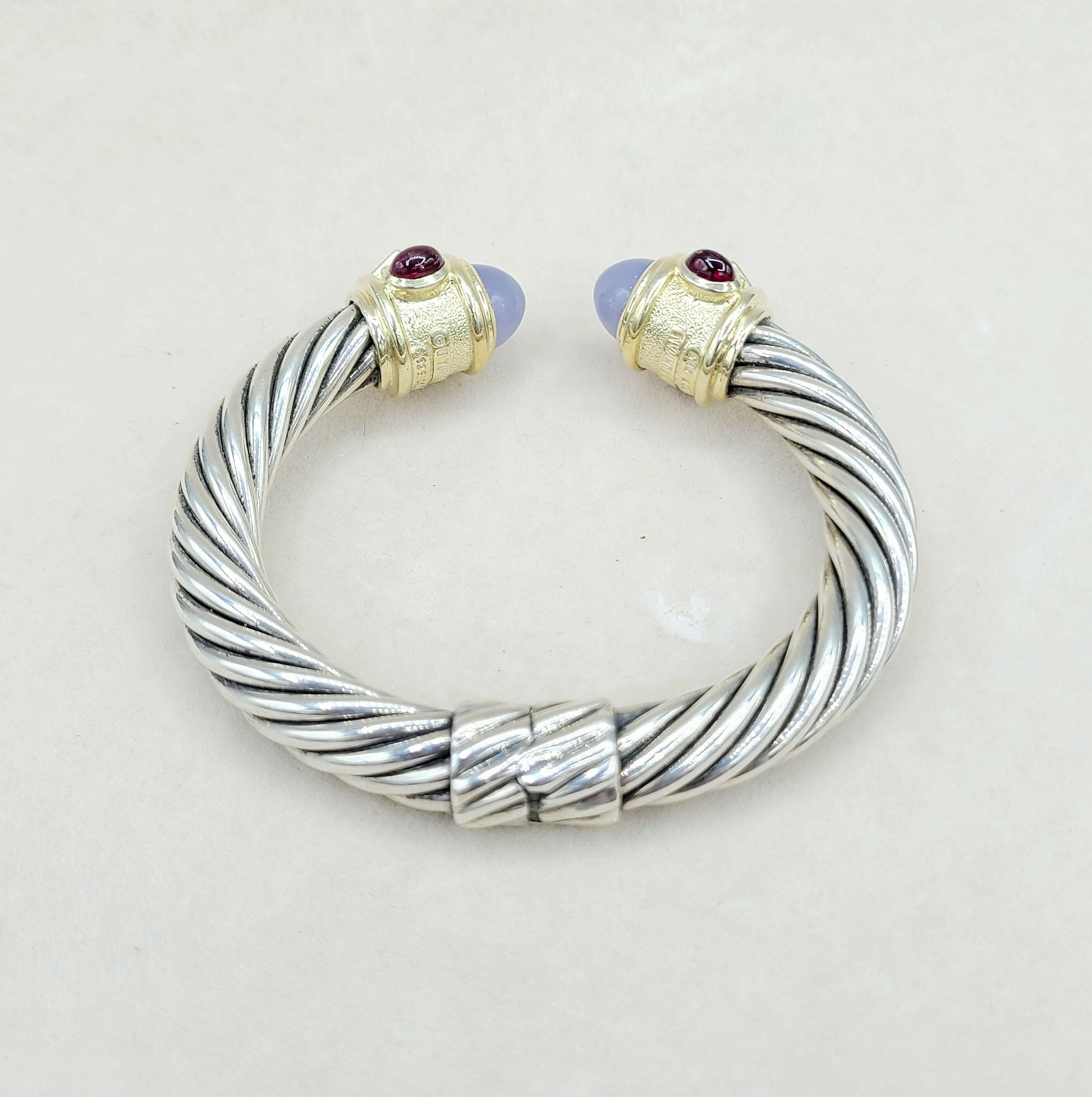 David Yurman 10mm Renaissance Bracelet, Chalcedony, Peridot & Garnet  AYW Luxury #