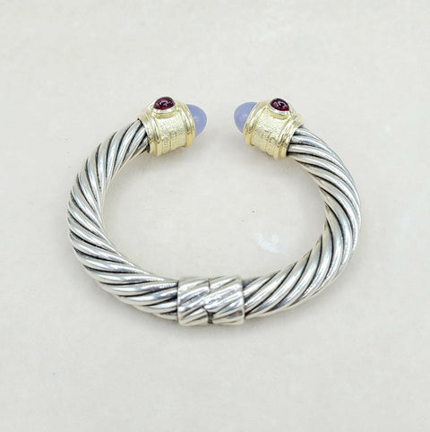  David Yurman Renaissance Bracelet 10mm Chalcedony & Gold