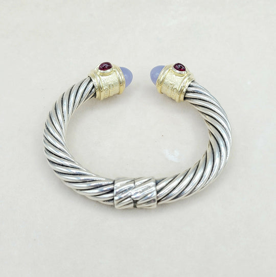 David Yurman Renaissance Bracelet 10mm Chalcedony & Gold