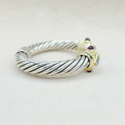 David Yurman 10mm Renaissance Bracelet, Chalcedony, Peridot & Garnet  AYW Luxury #