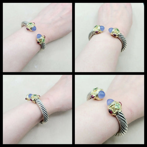  David Yurman Renaissance Bracelet 10mm Chalcedony & Gold
