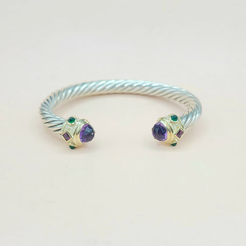  David Yurman Renaissance Bracelet 7mm Amethyst & Garnet
