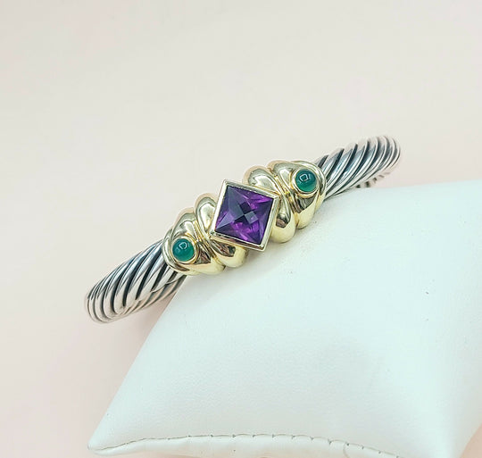  David Yurman Renaissance Bracelet 7mm Amethyst & Onyx