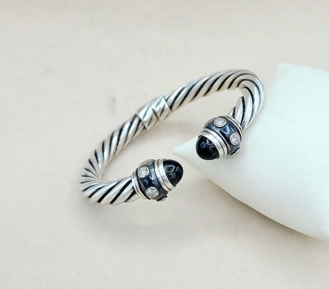  David Yurman Renaissance Bracelet Black Onyx & Diamonds