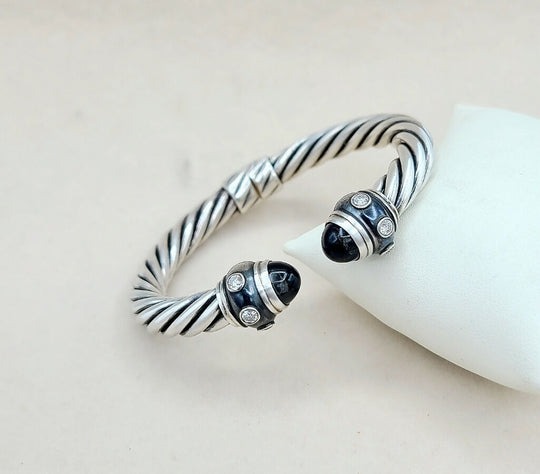  David Yurman Renaissance Bracelet Black Onyx & Diamonds