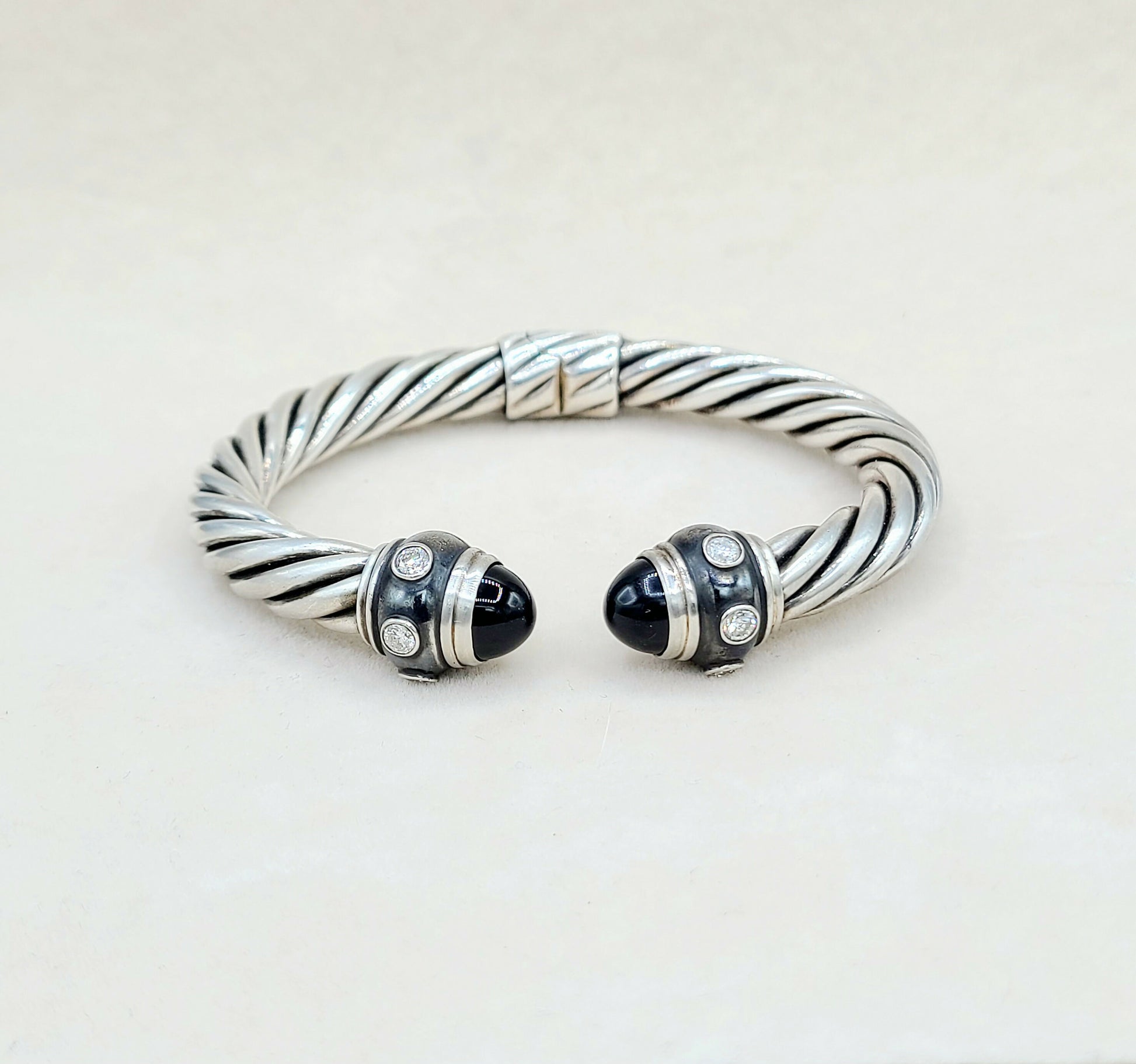 David Yurman Renaissance Black Onyx Diamond Bracelet Certified   AYW Luxury #