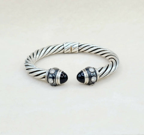  David Yurman Renaissance Bracelet Black Onyx & Diamonds