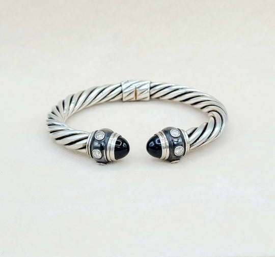  David Yurman Renaissance Bracelet Black Onyx & Diamonds