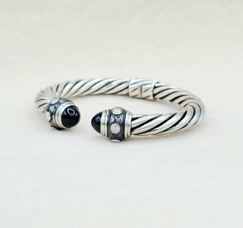  David Yurman Renaissance Bracelet Black Onyx & Diamonds