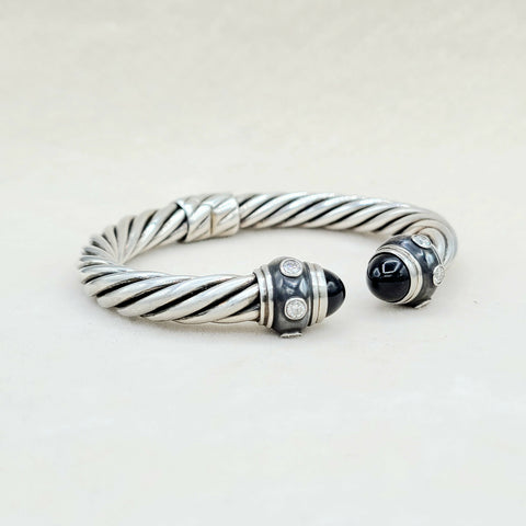  David Yurman Renaissance Bracelet Black Onyx & Diamonds