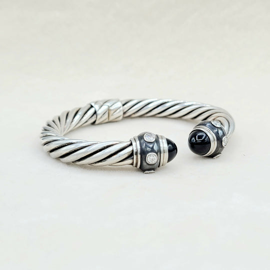  David Yurman Renaissance Bracelet Black Onyx & Diamonds