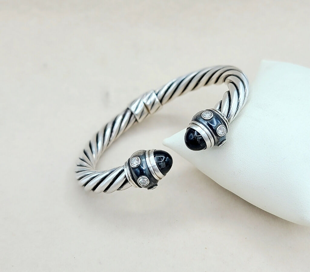 David Yurman Renaissance Bracelet With Black Onyx And Diamonds