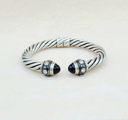 David Yurman Renaissance Bracelet With Black Onyx And Diamonds