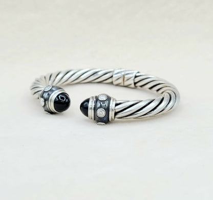 David Yurman Renaissance Bracelet With Black Onyx And Diamonds