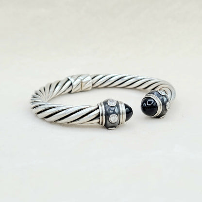 David Yurman Renaissance Bracelet With Black Onyx And Diamonds