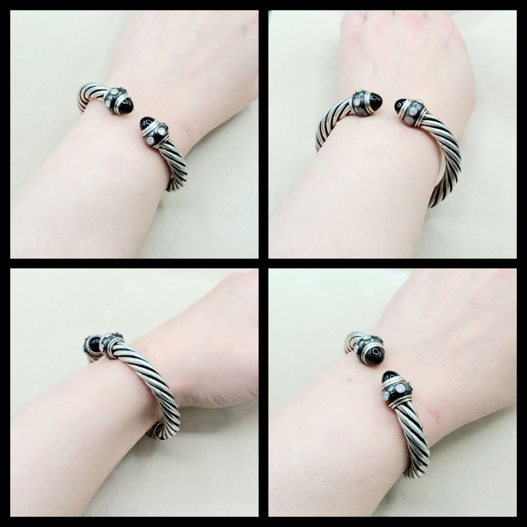 David Yurman Renaissance Bracelet With Black Onyx And Diamonds