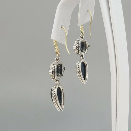  David Yurman Renaissance Drop Earrings Hematite, Onyx & Ruby