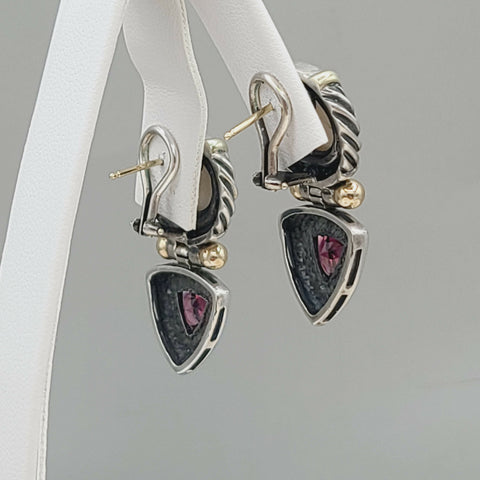  David Yurman Renaissance Drop Earrings Pearl & Garnet