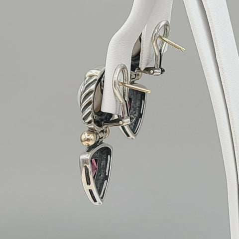  David Yurman Renaissance Drop Earrings Pearl & Garnet